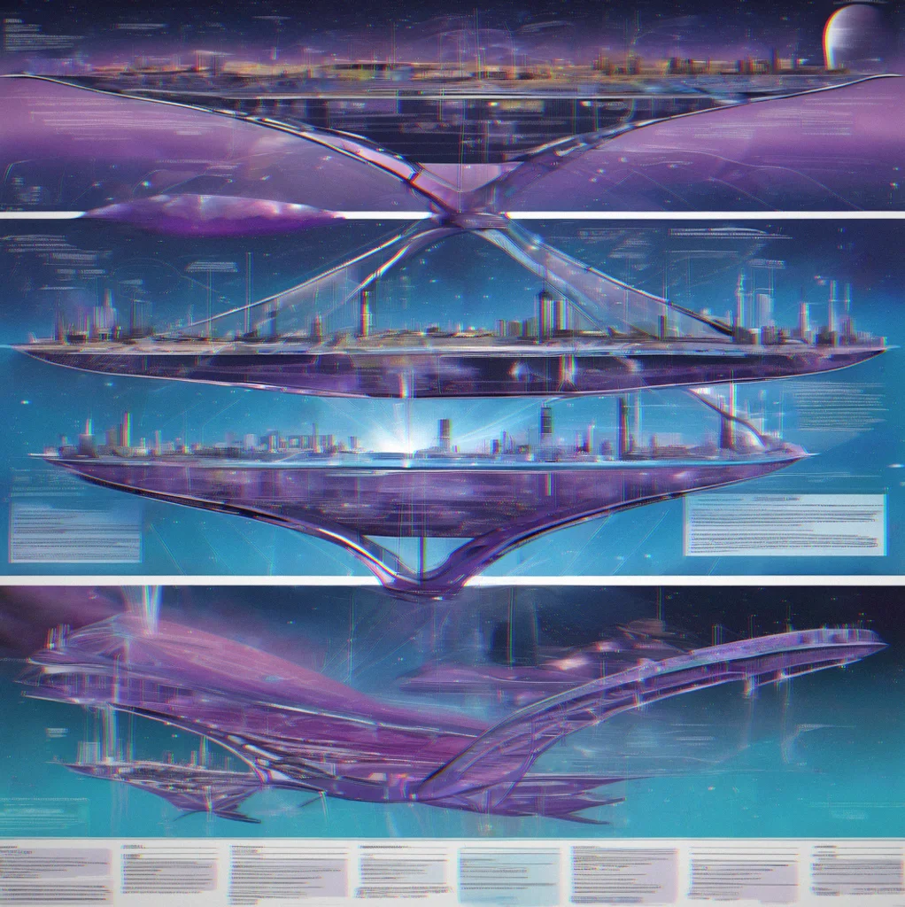 Blueprint-style bridge schematic showing load vectors, material specifications, and stress distribution heat map
